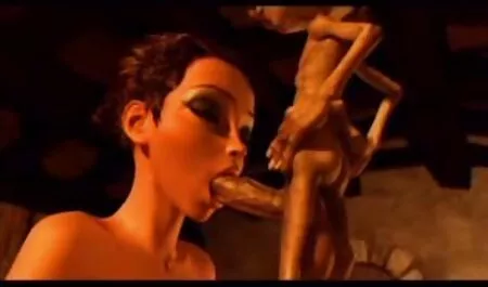 Jebeni u različitim pozama na crvenoj hentai 3d film fotelji